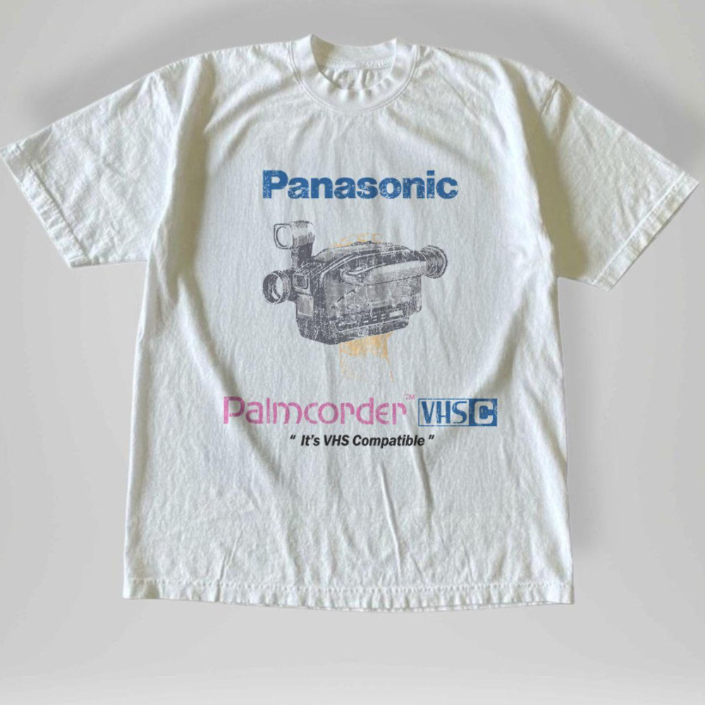 Panasonic Palmcorder Camcorder VHS Tech Graphic Vintage Y2K White T-Shirt